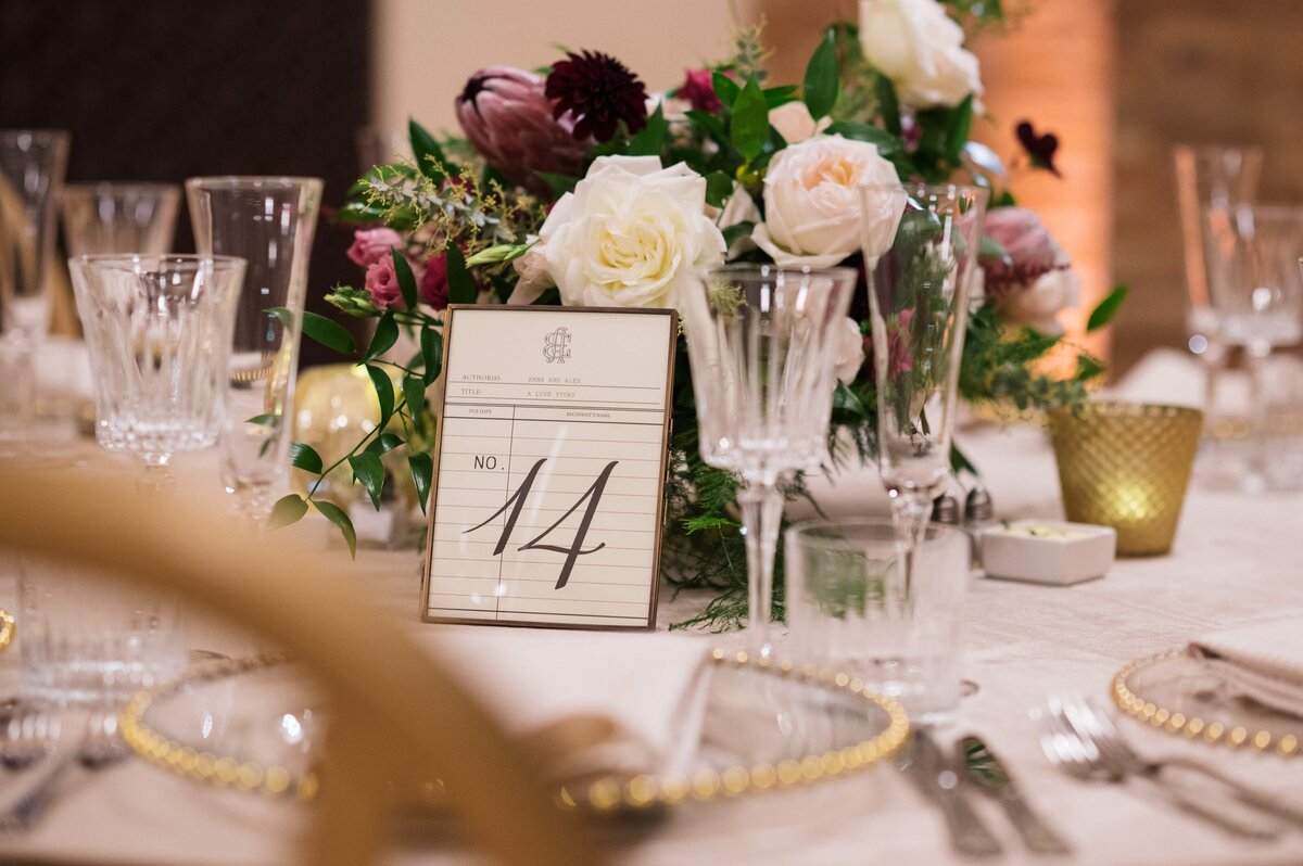 Boston Library Wedding Reception Table Details- Cru and Co Events