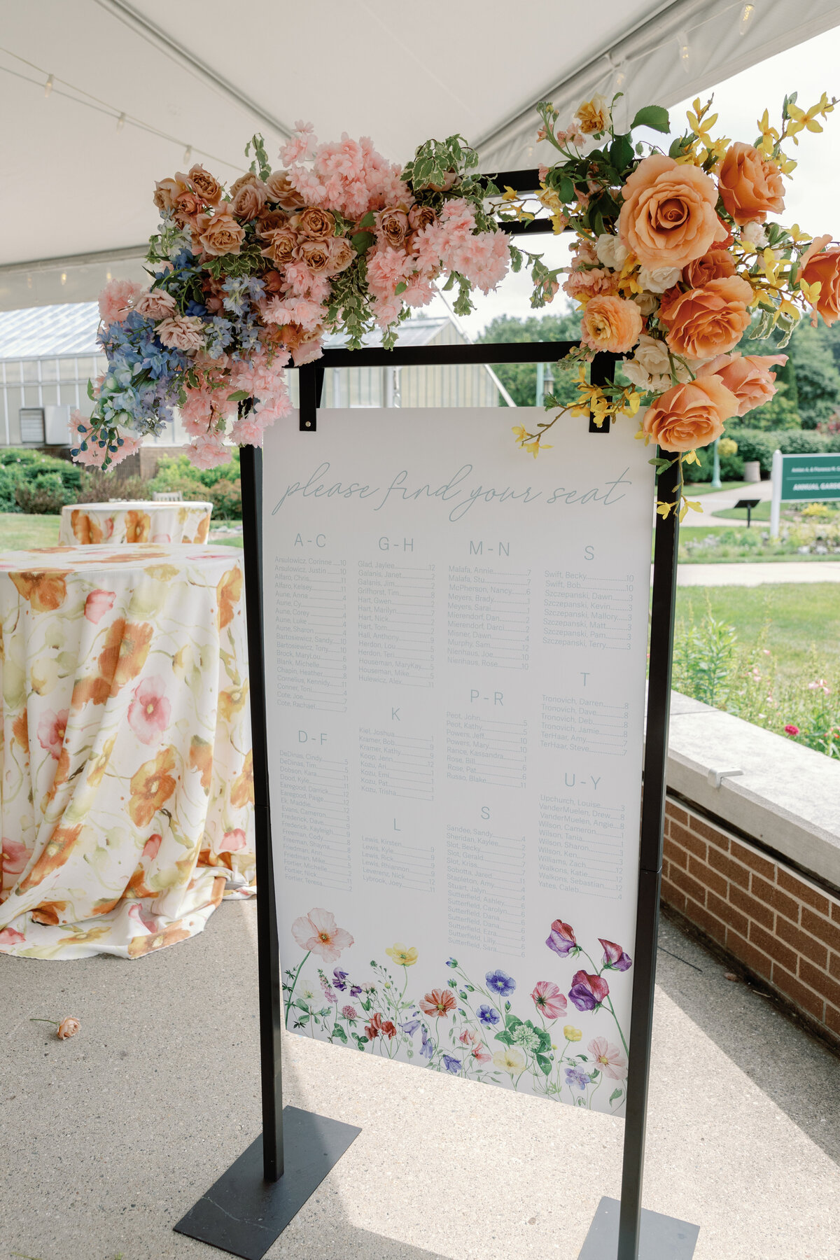 Seating Chart with Floral