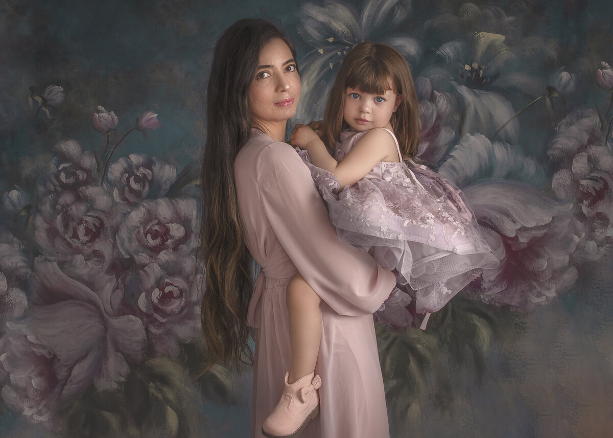 Mommy and me photography session  in pink and lavender taken by Sonia Gourlie Fine art Photography