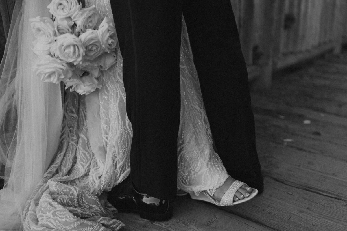 bride and broom detail of shoes