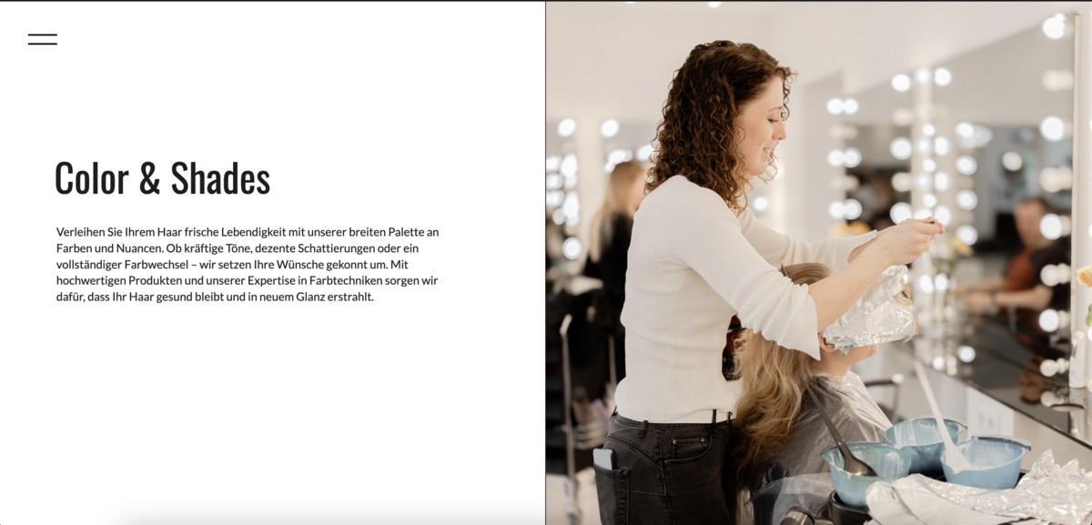Screenshot of the Salon Ismet's new website