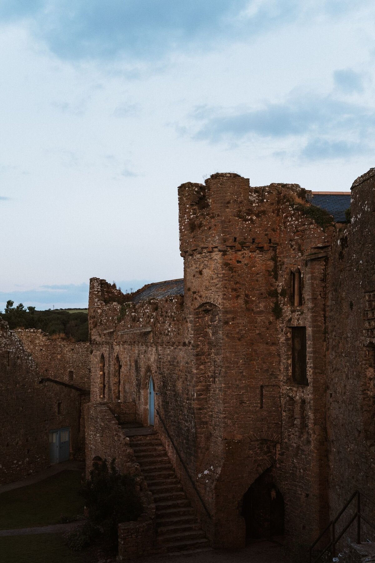 Sunset at Manorbier castle