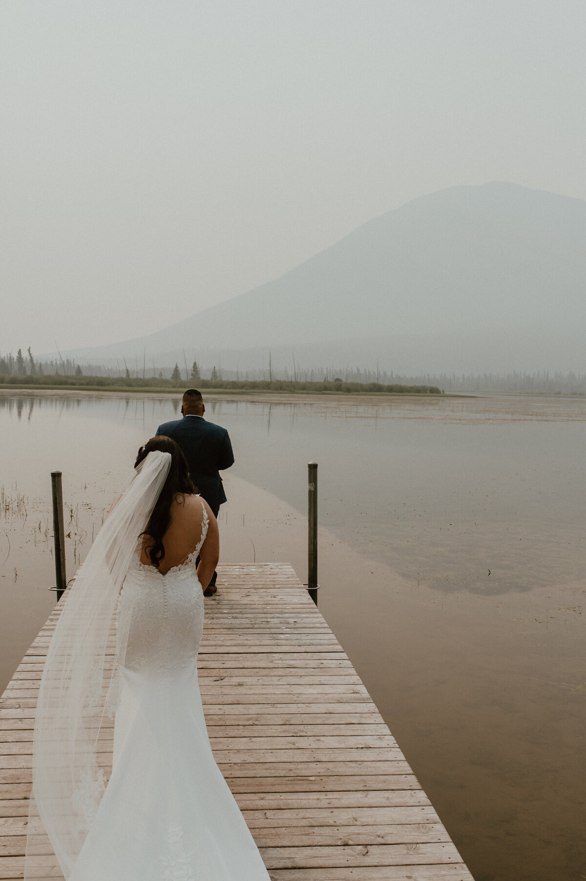 first look during an intimate elopement in Banff, Alberta
