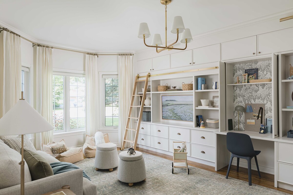 Living room bookshelves