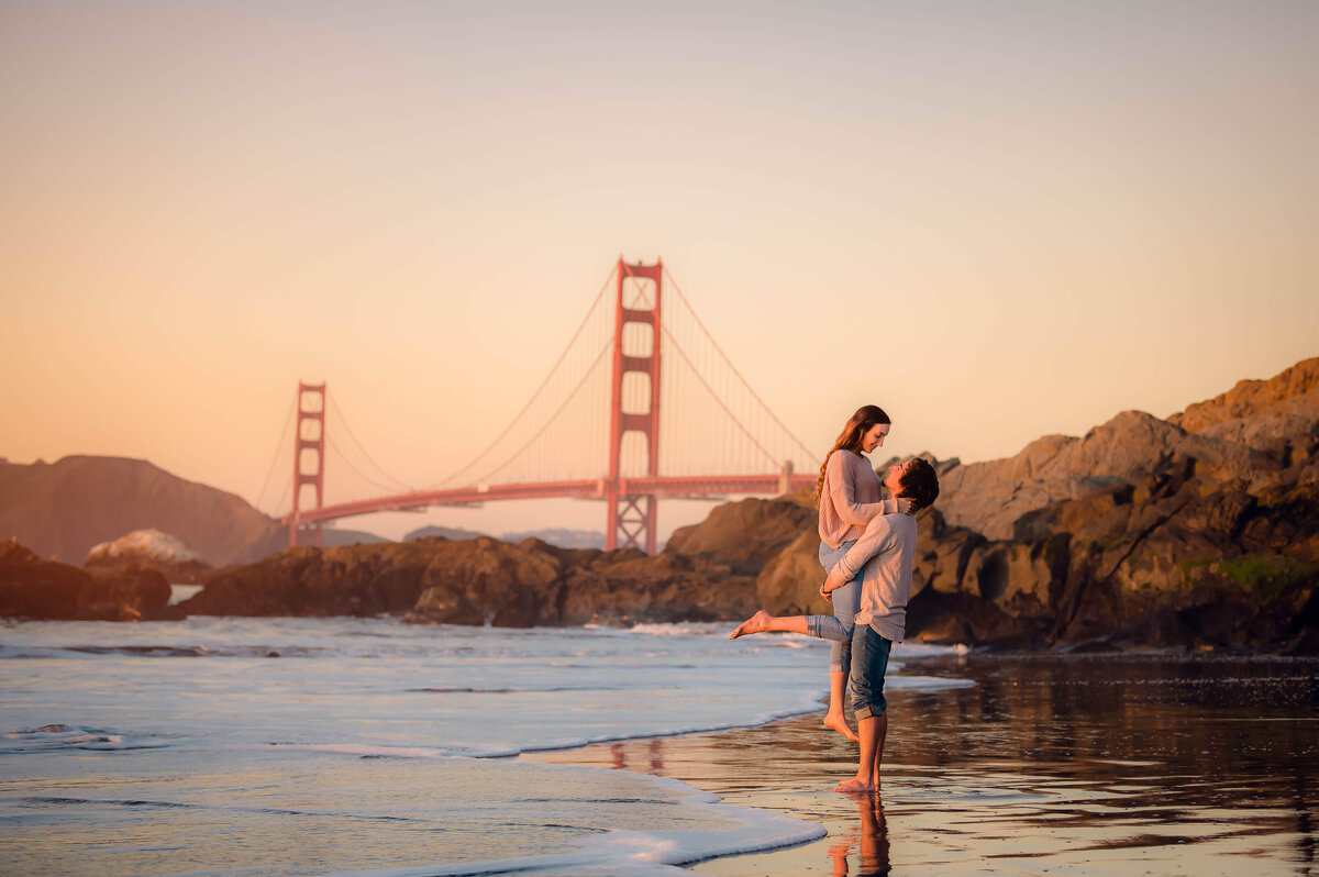destination engagement photography session in the bay
