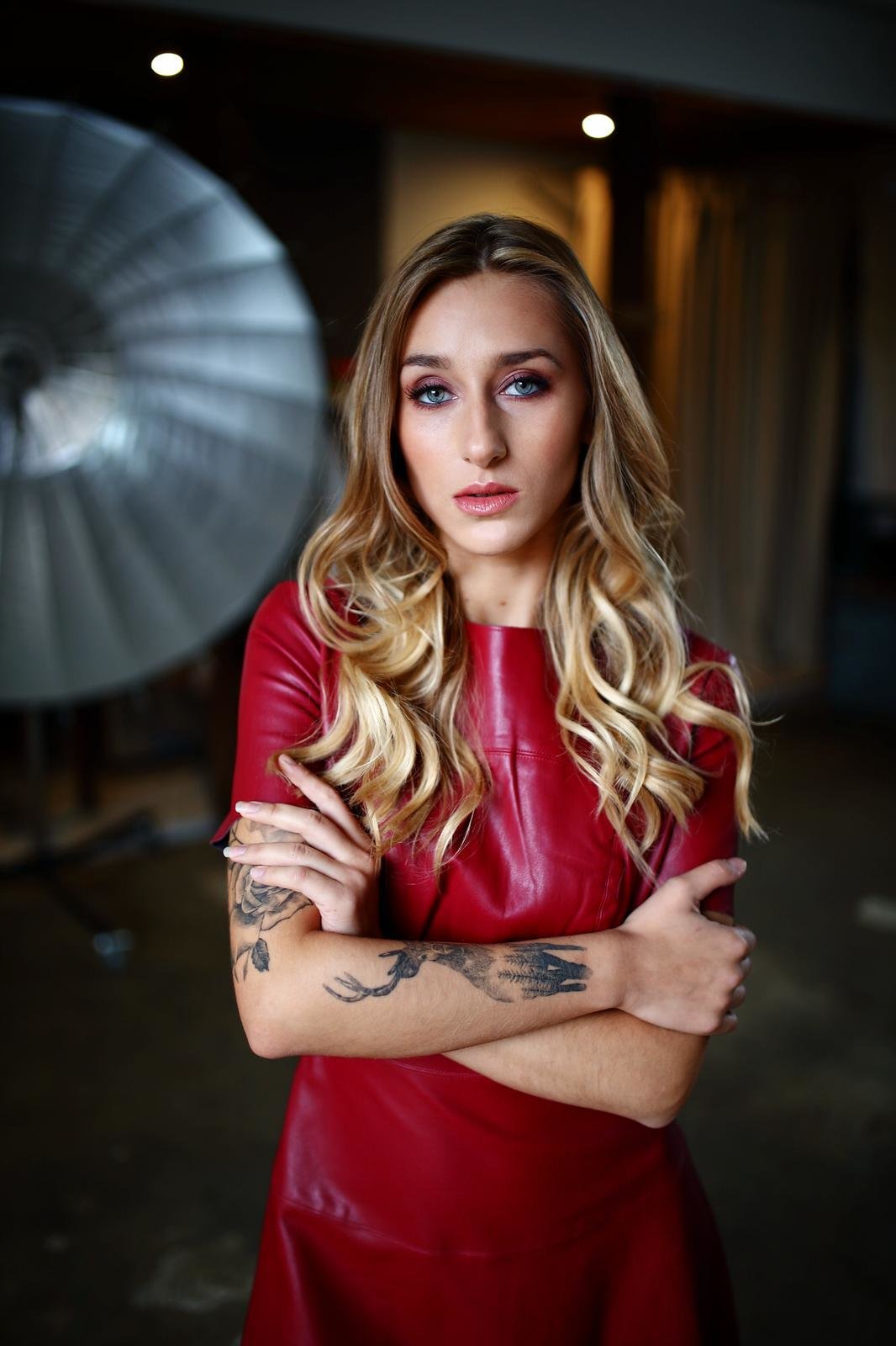Leather Red Dress Makeup Artist Natalie Setareh