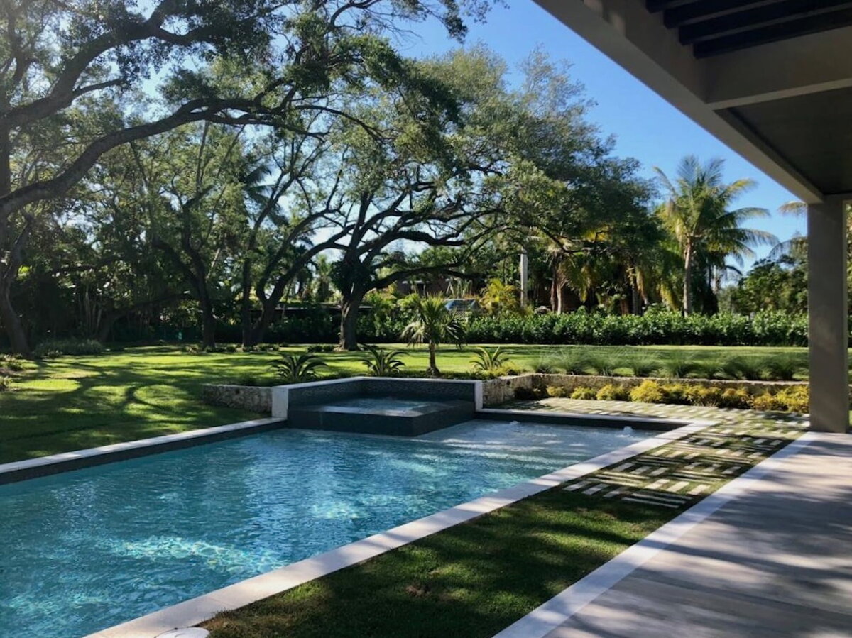 Swimming pool and spa backyard