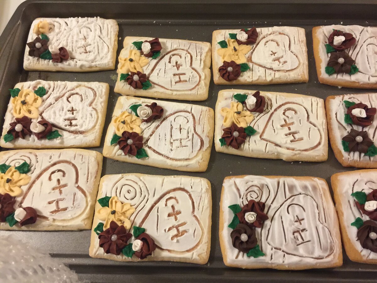 Wedding Cookies Initials on Bark