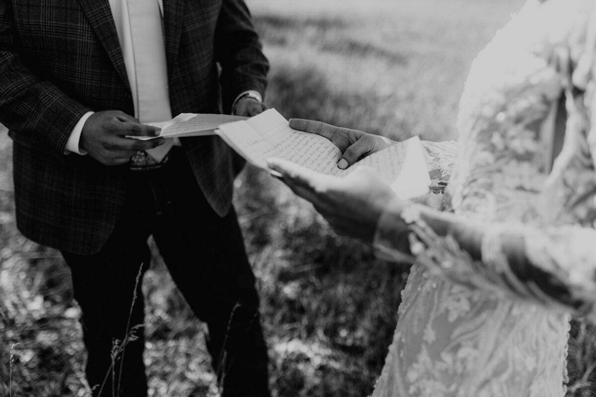 READING THEIR PRIVATE VOWS TO EACH OTHER