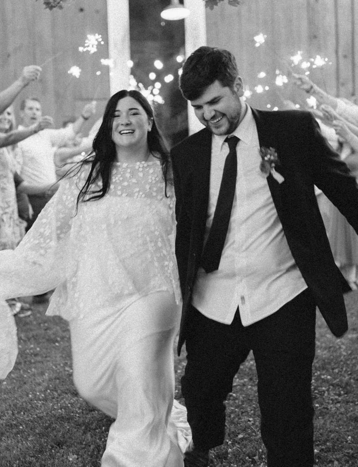 wedding sparkler exit at Glass House Community, Michigan