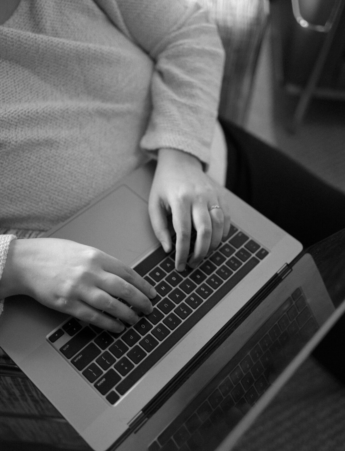 woman types on macbook, web designer branding photos, film business photography