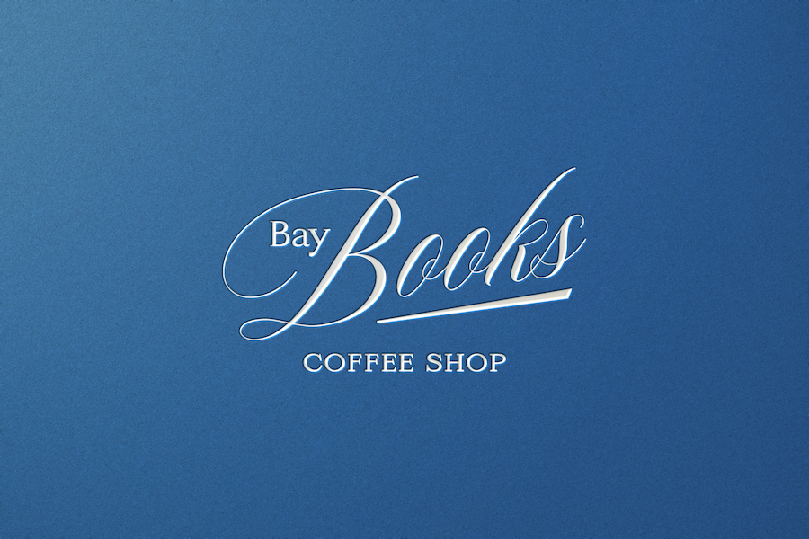 Classic and elevated coffee shop logo design on royal blue background