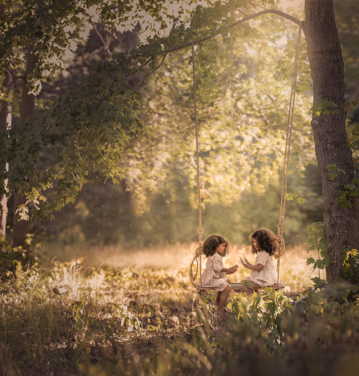 Children playing outside on a summer day in Virginia by Iya Estrellado Photography.