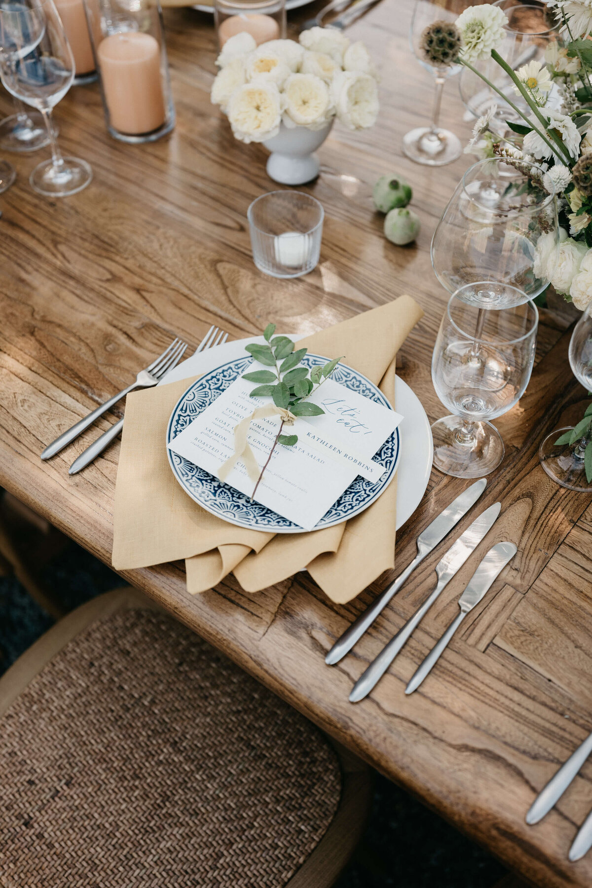 Sonoma Private Estate Wedding tabletop mustard blue farm table