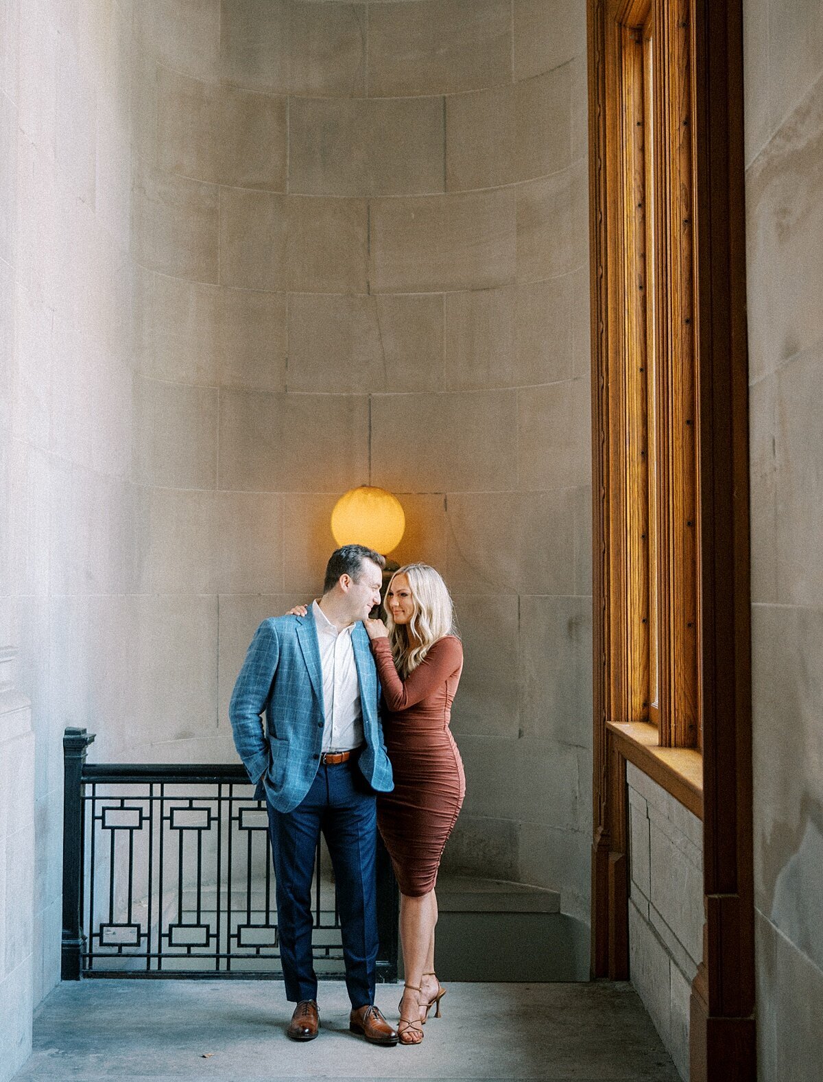 photography chicago wedding Allison Francois Photography with future bride and groom looking at each other