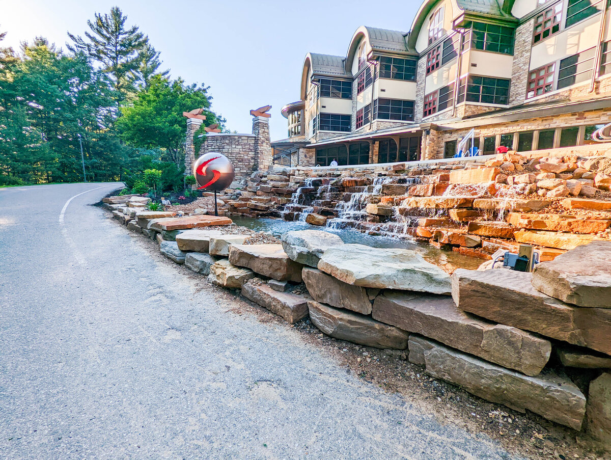 Large Waterfeature at entrance of Sundara Inn and Spa in the Wisconsin Dells