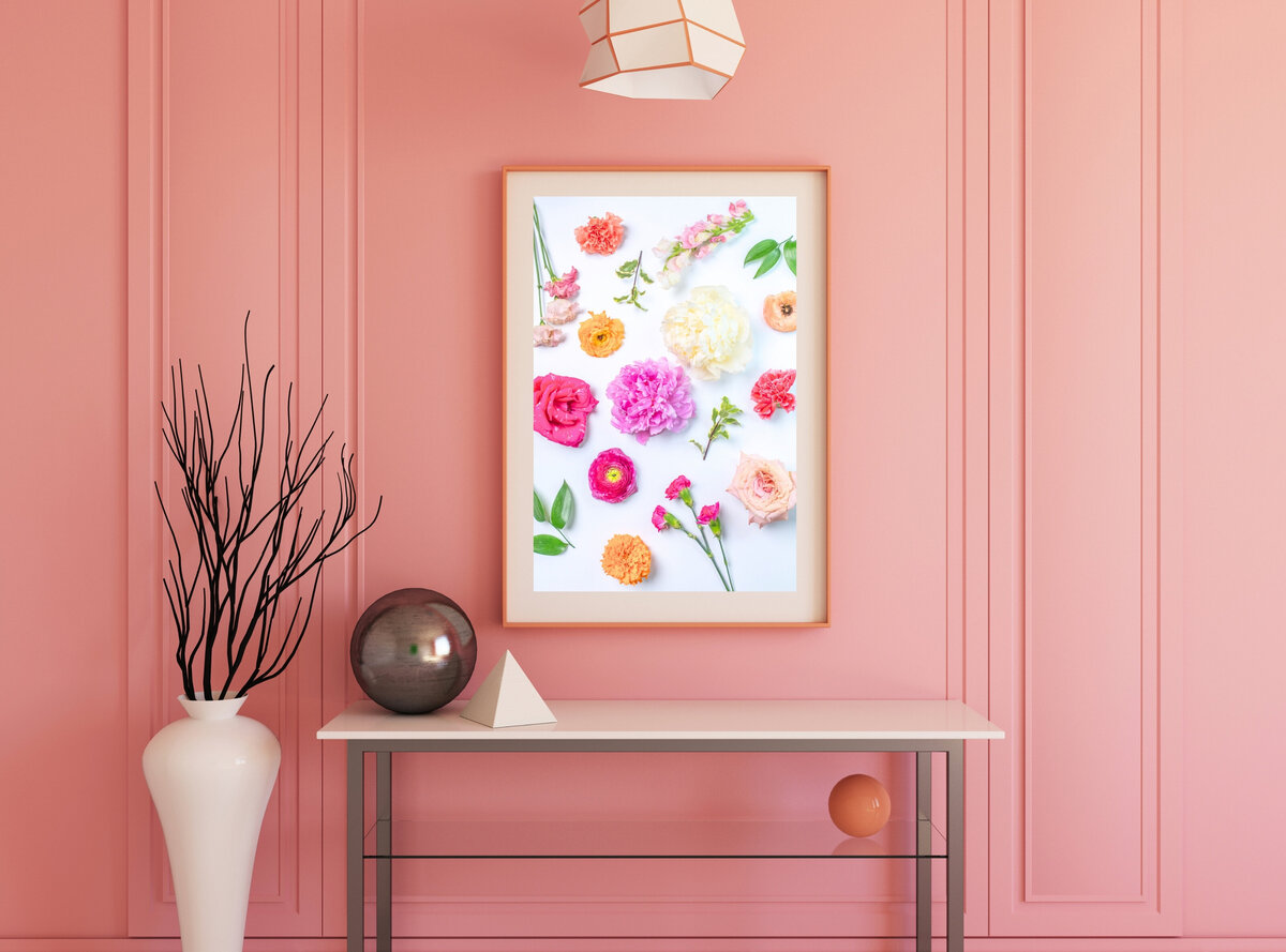 Pink Bright 3D Illustration Wall Frame Mockup Instagram Post (1080 x 800 px)