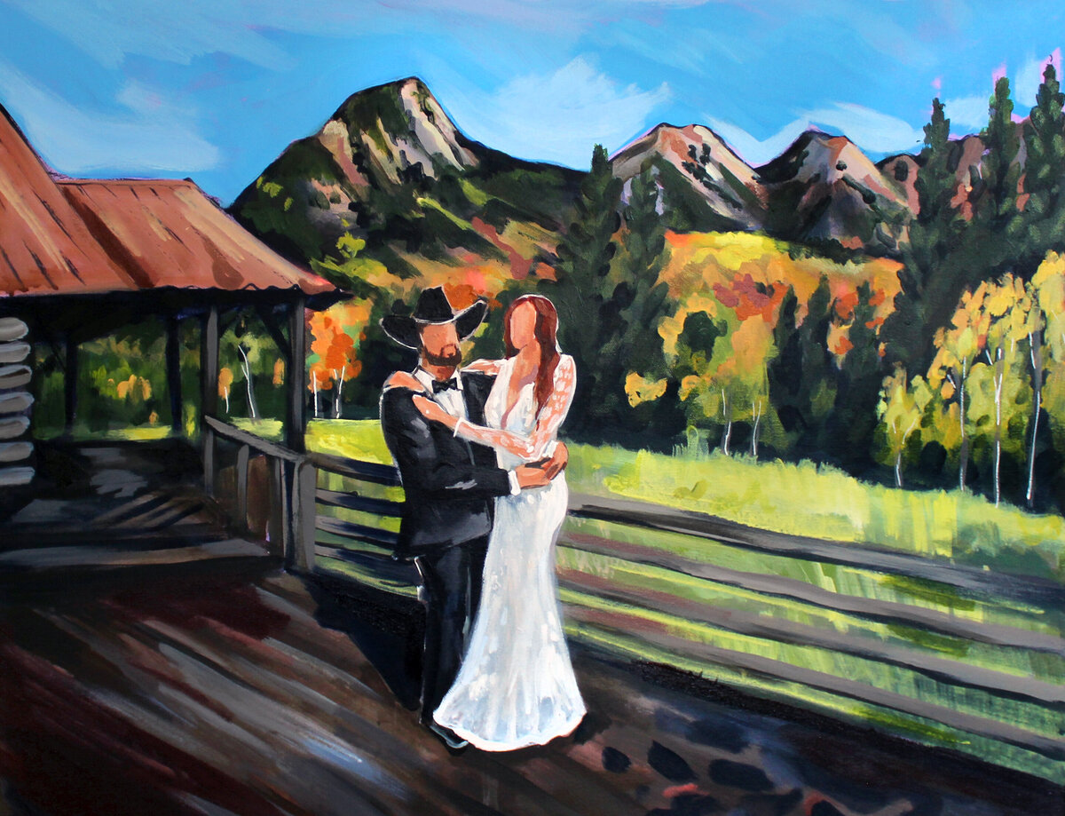 rachel and austin live wedding painting 2024