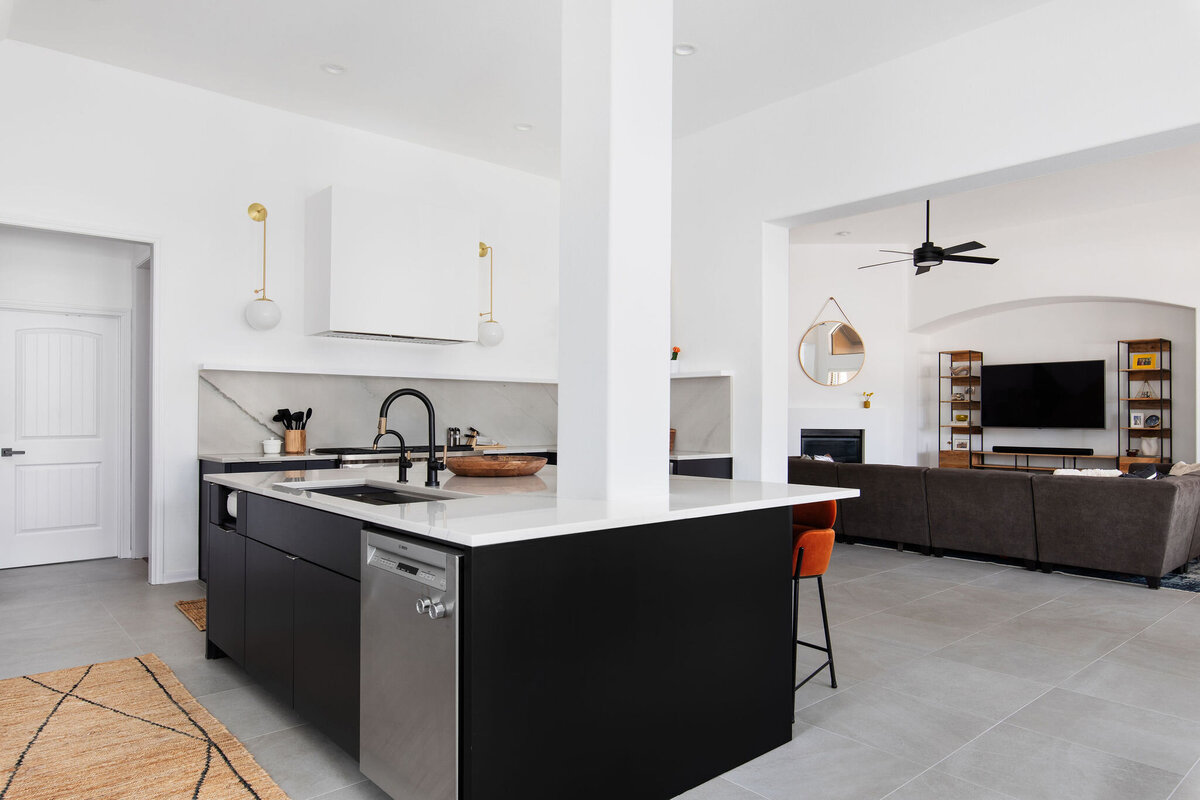 Hello Home Sleek Contemporary Black and White kitchen marble and brass designer lighting 2
