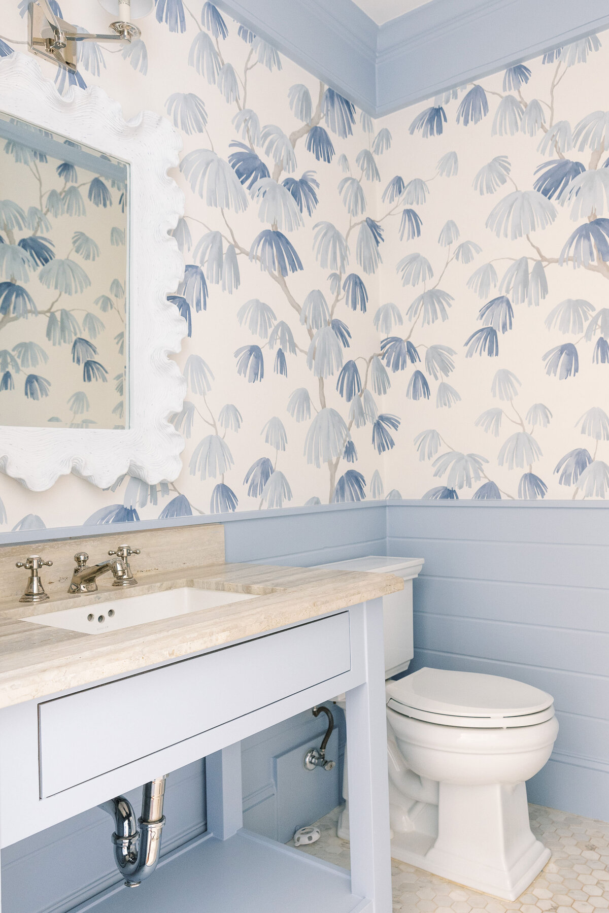 oyster creek studios galveston beach remodel blue and white wallpaper bathroom