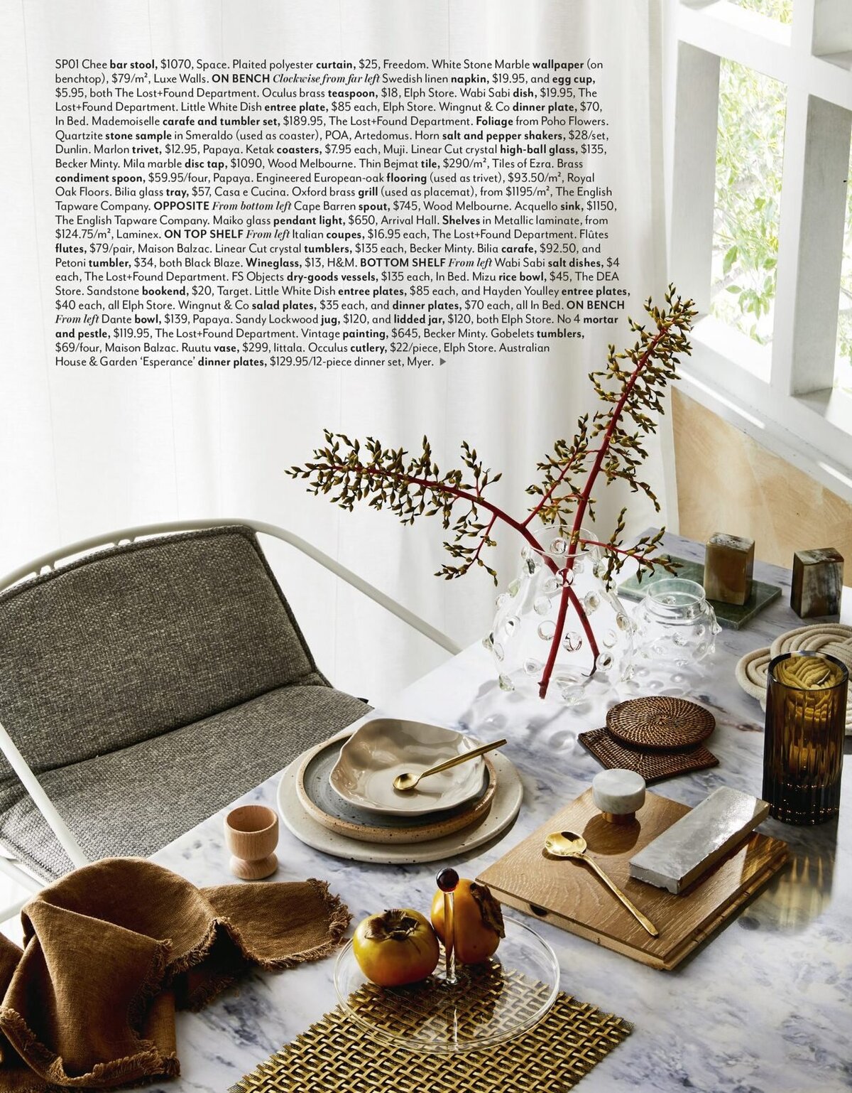 Dining room setting with native flowers magazine spread