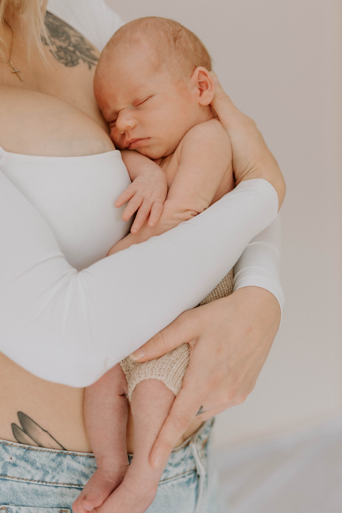 Newborn baby and mother