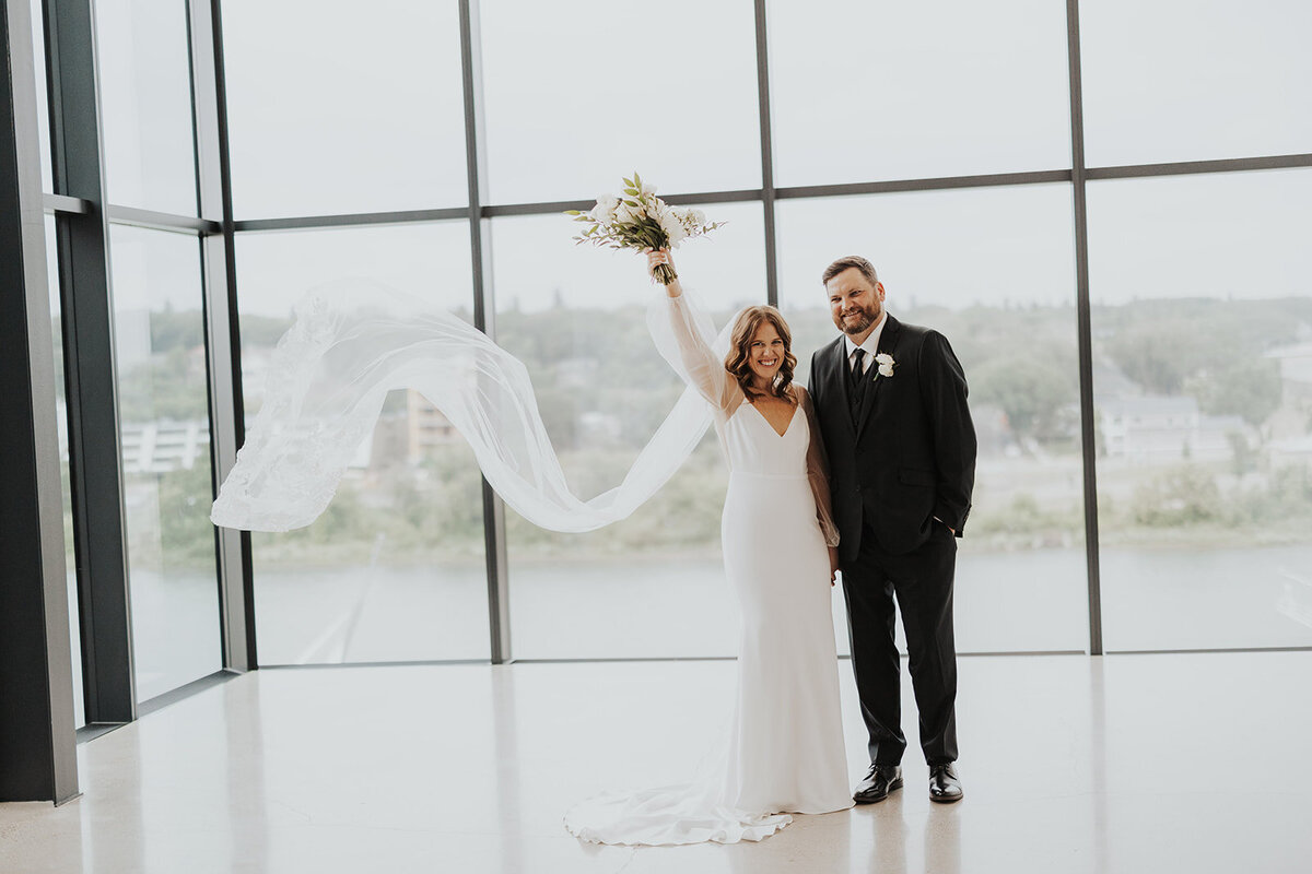 A backyard wedding ceremony in Saskatchewan, Canada