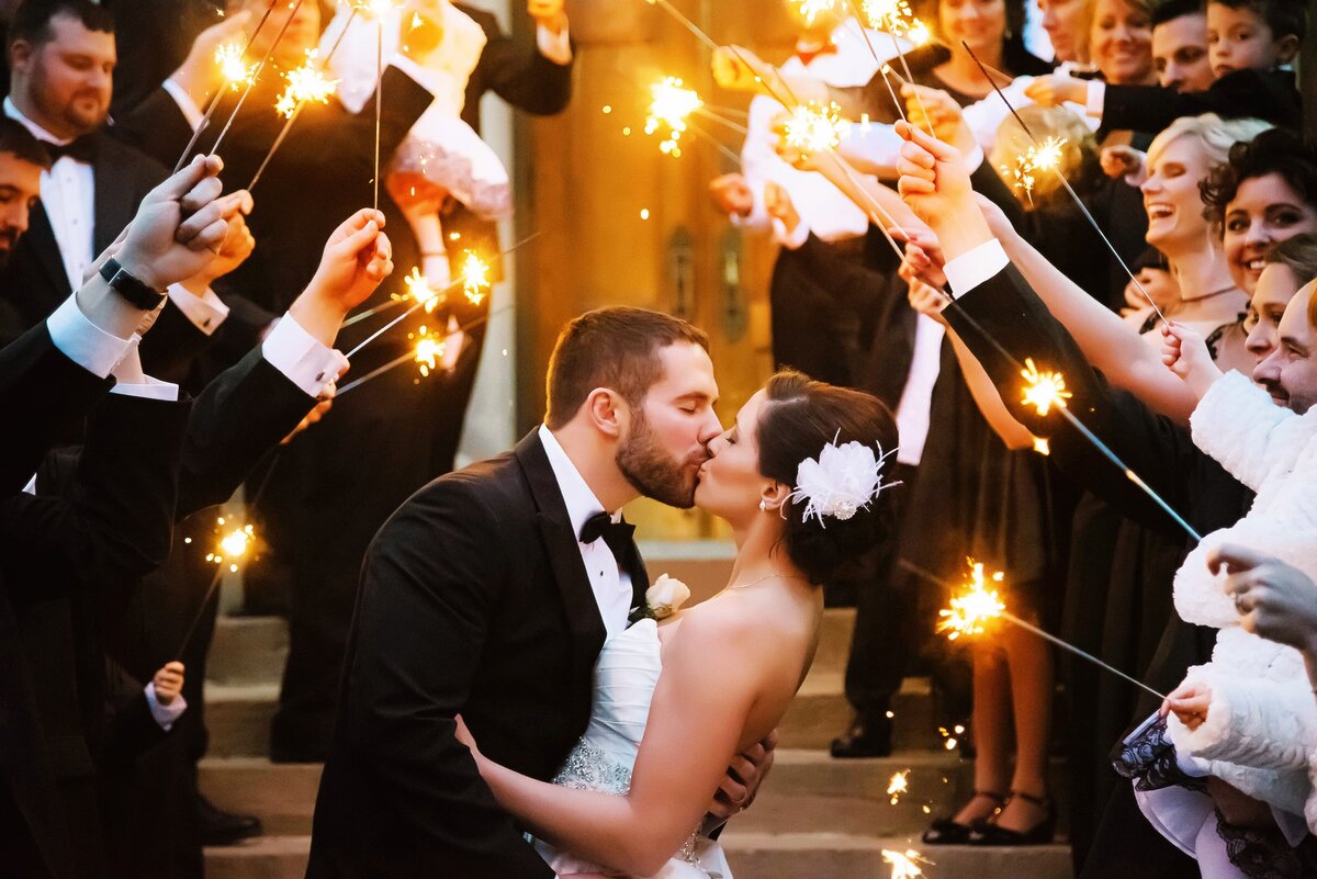 Couple with sparkler exit