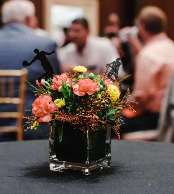 basketball centerpiece at a corporate event