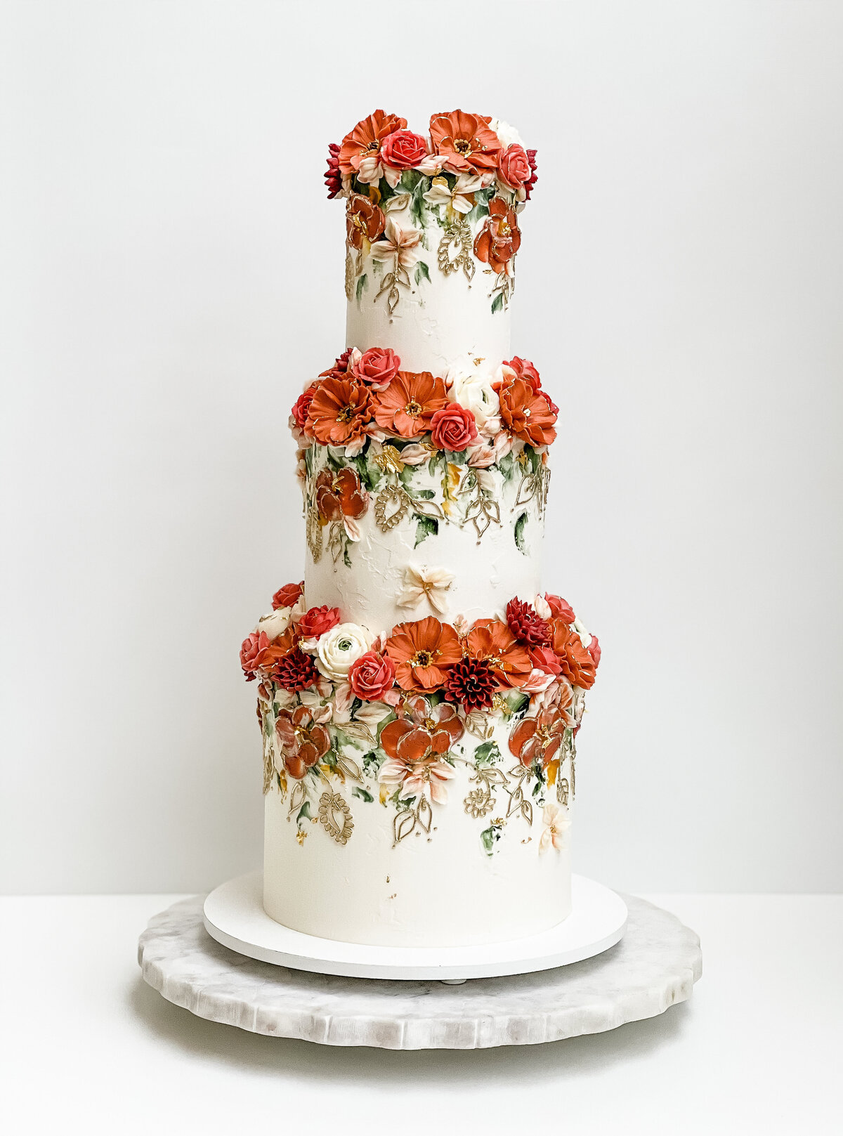 buttercream flower henna wedding cake