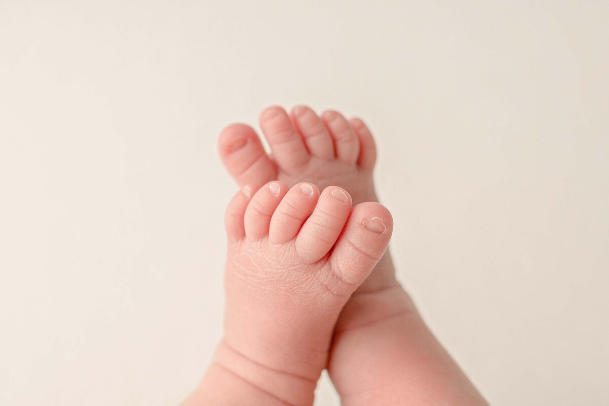Close up of newborn baby toes