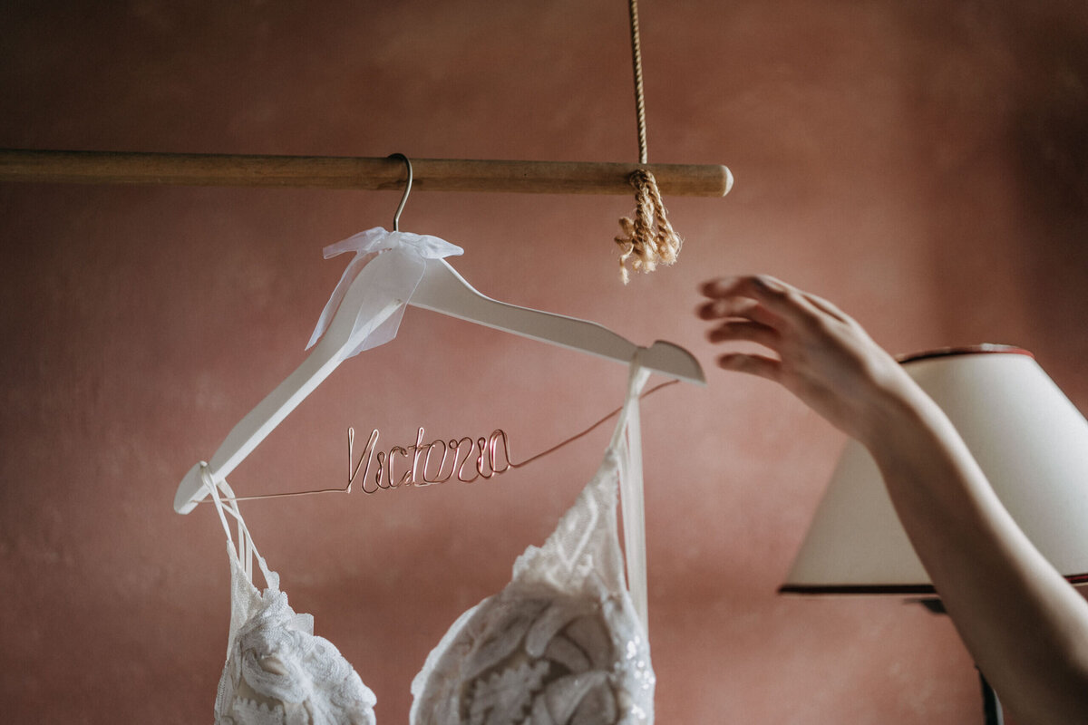 bride dress getting ready