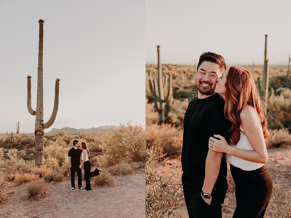 Couple celebrate engagement photos in the desert