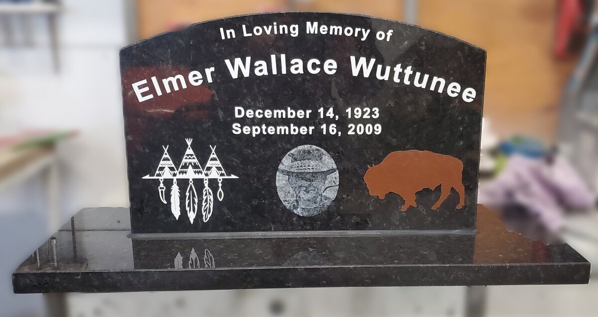 custom headstone engraving first nation buffalo