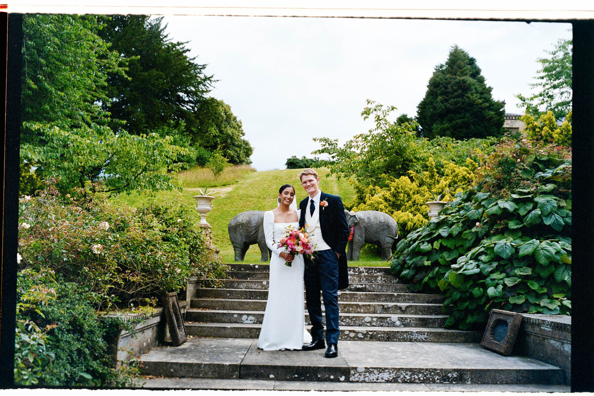 Couple portraits at Sezincote wedding captured on 35mm film
