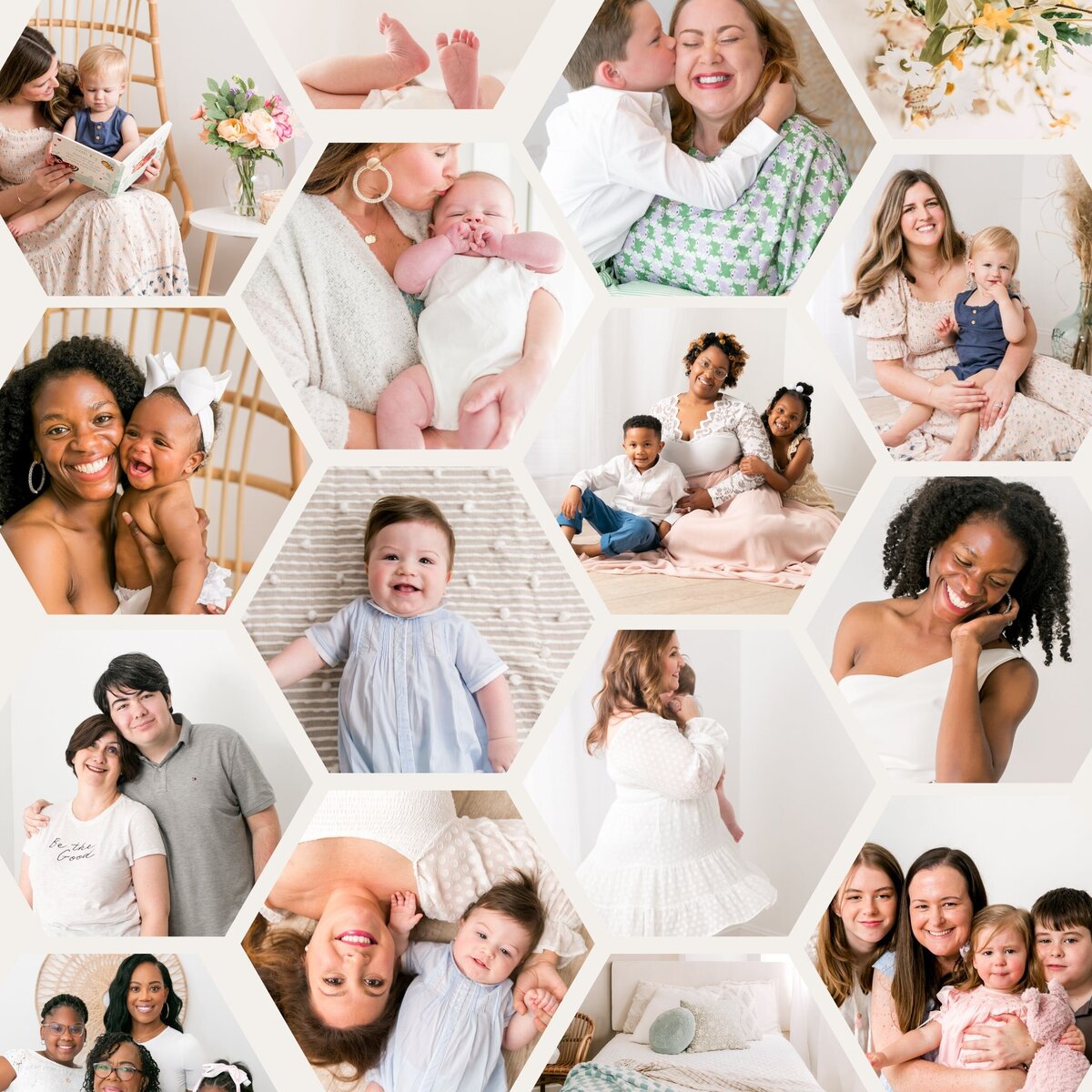 Collage of Moms and their Children for Mother's Day Mini Photo Sessions in Columbia, SC