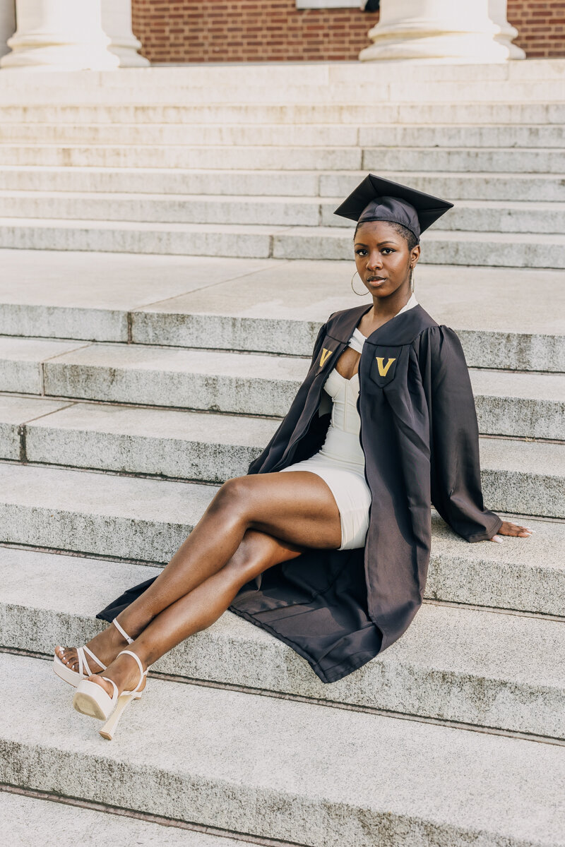 Vanderbilt University graduation portraits on the stairs at Wyatt Center