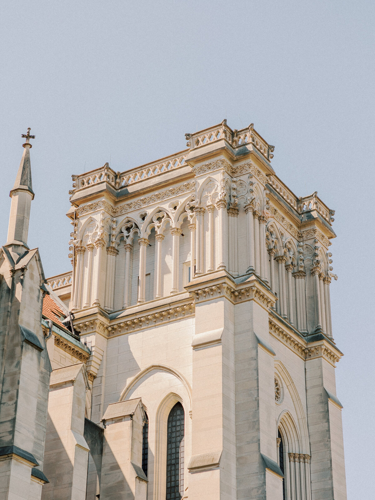 Exterior tower of Cathedral Basilica of the Assumption in Covington, KY