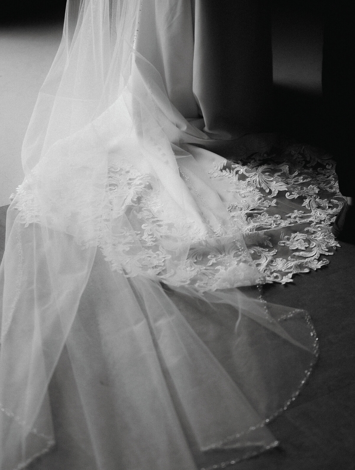 black-and-white-film-bridal-portrait-long-veil