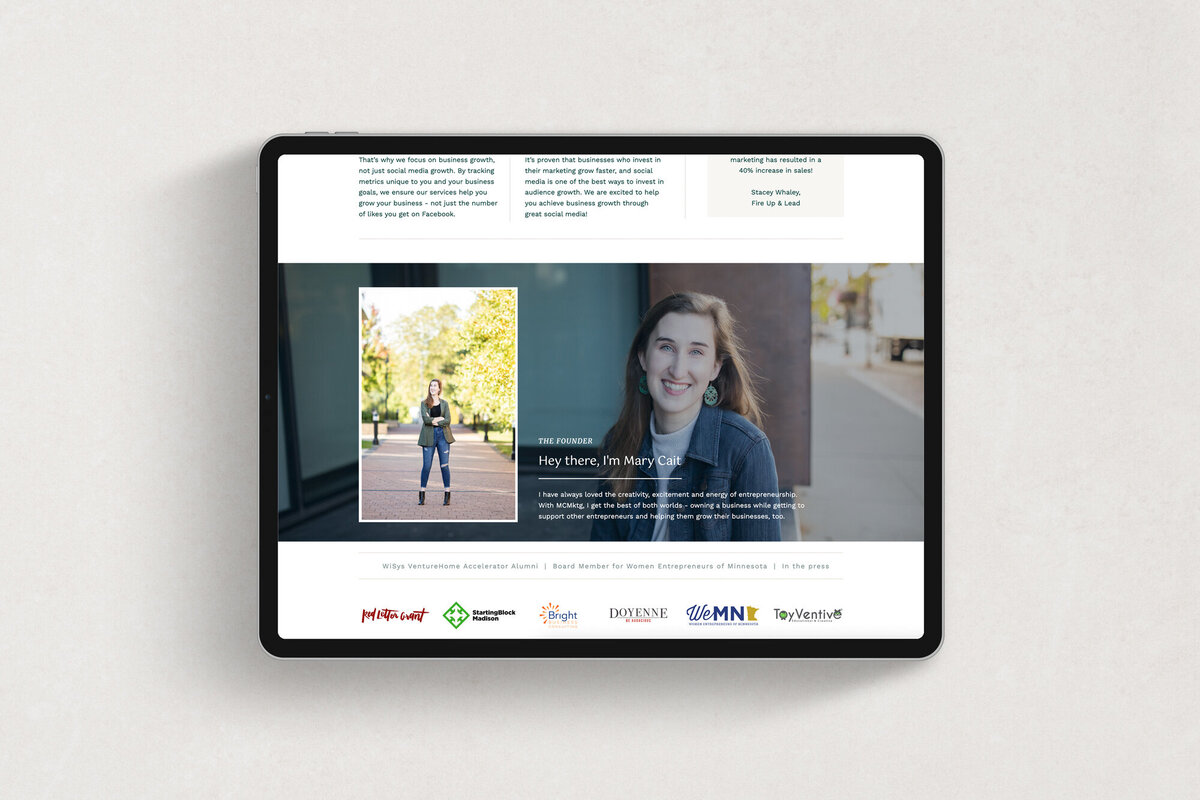 Ipad with marketing website