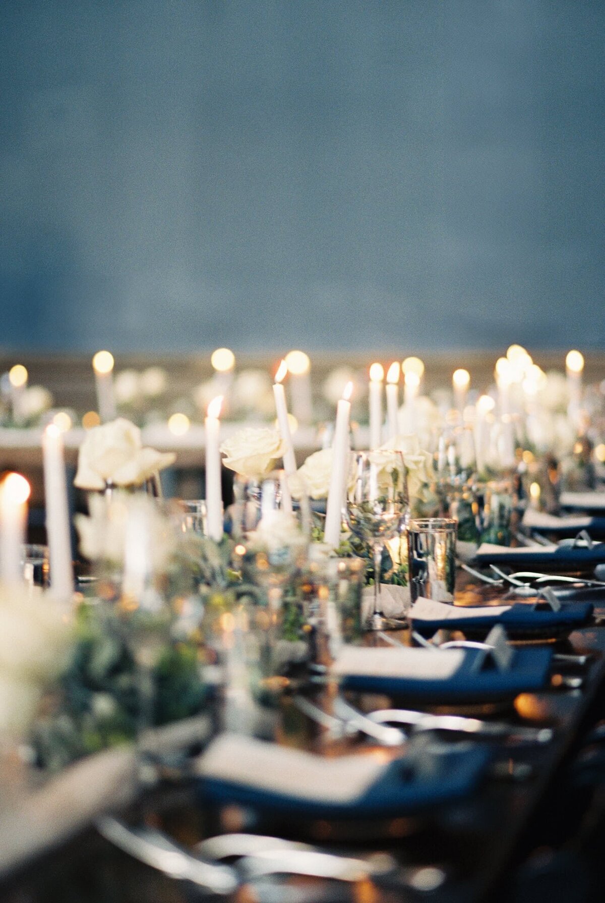 Candlelit wedding table decor