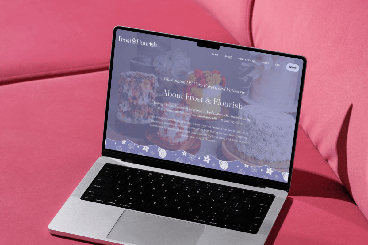 custom squarespace website design for Frost and Flourish, a Washington DC Cake Bakery and Patisserie