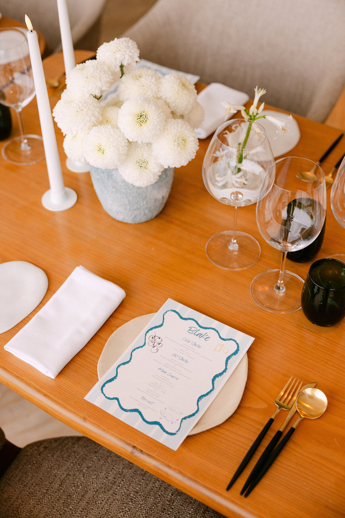Minimalist & elegant Tableware & Decoration Welcome Event Post Wedding at The Maybourne Riviera, Roquebrune Cap Martin