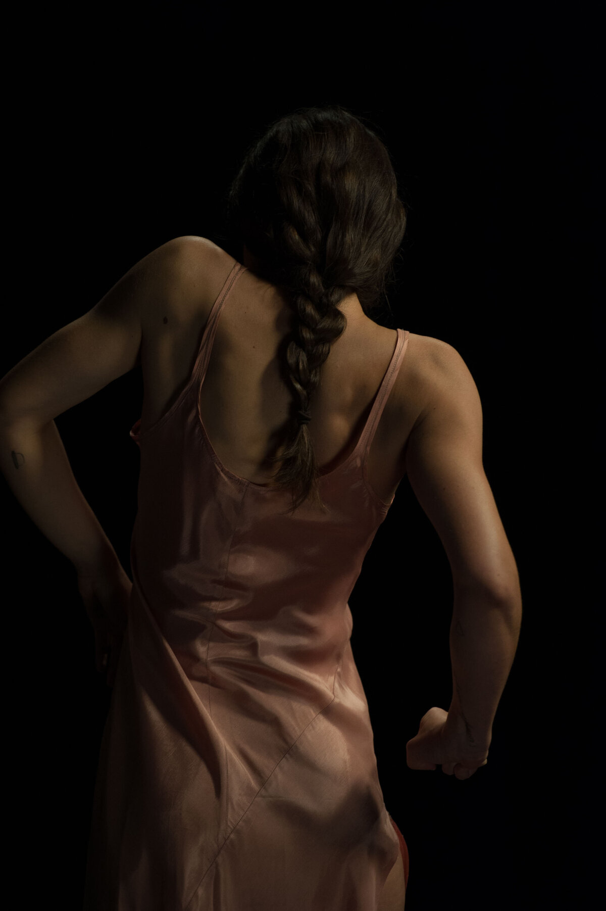 Back view of contemporary ballet dancer during a performance