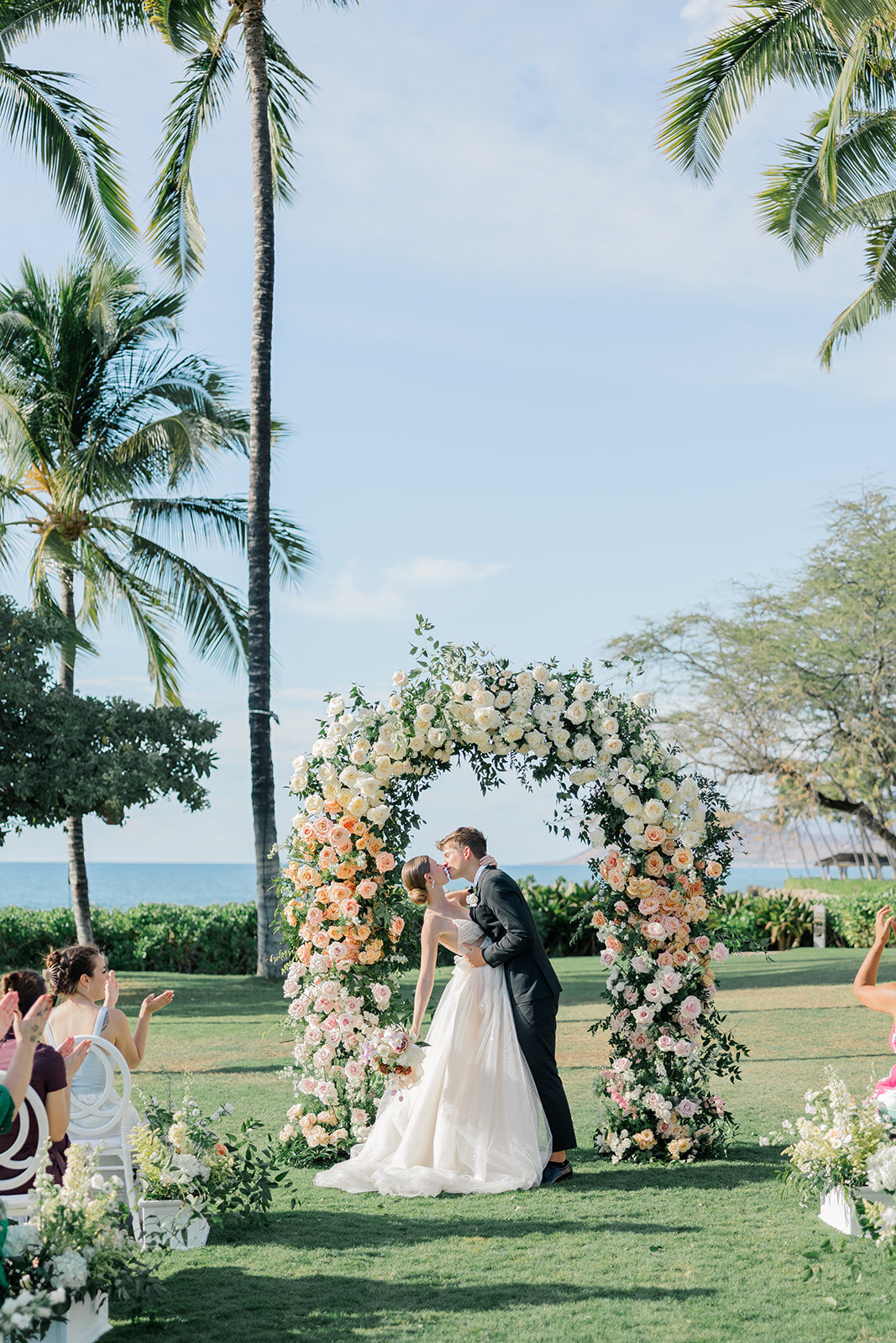 Four Seasons Oahu ceremony arch wedding