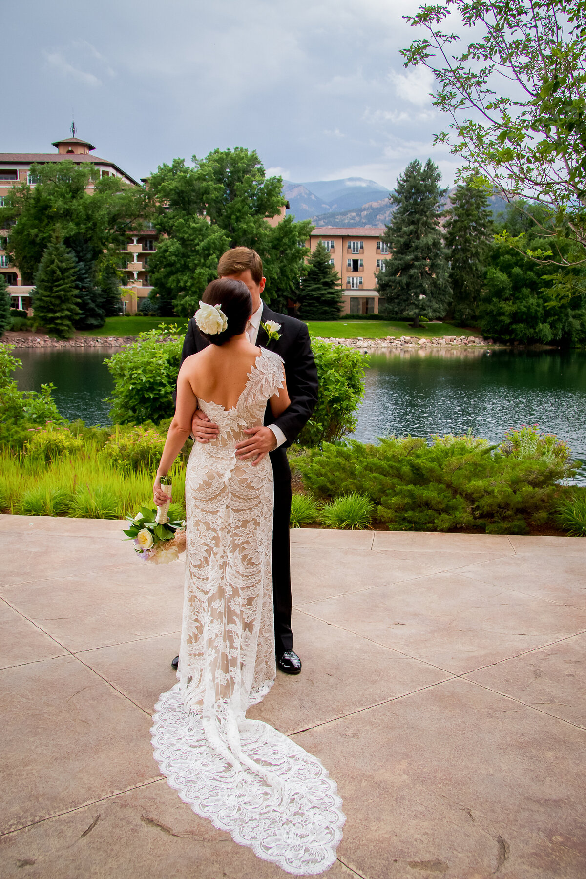 Broadmoor Couple on the Lakeside Terrace Patio