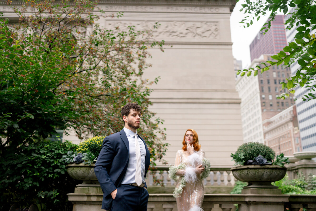 Berlez-Aspen-Avenue-Chicago-Wedding-Photographer-Glam-Atelier-Clair-De-Lune-Vintage-Bob-Mackie-Sheer-Beaded-Gown-Luxury-Engagement-Art-Institute-of-Chicago-South-Garden-13