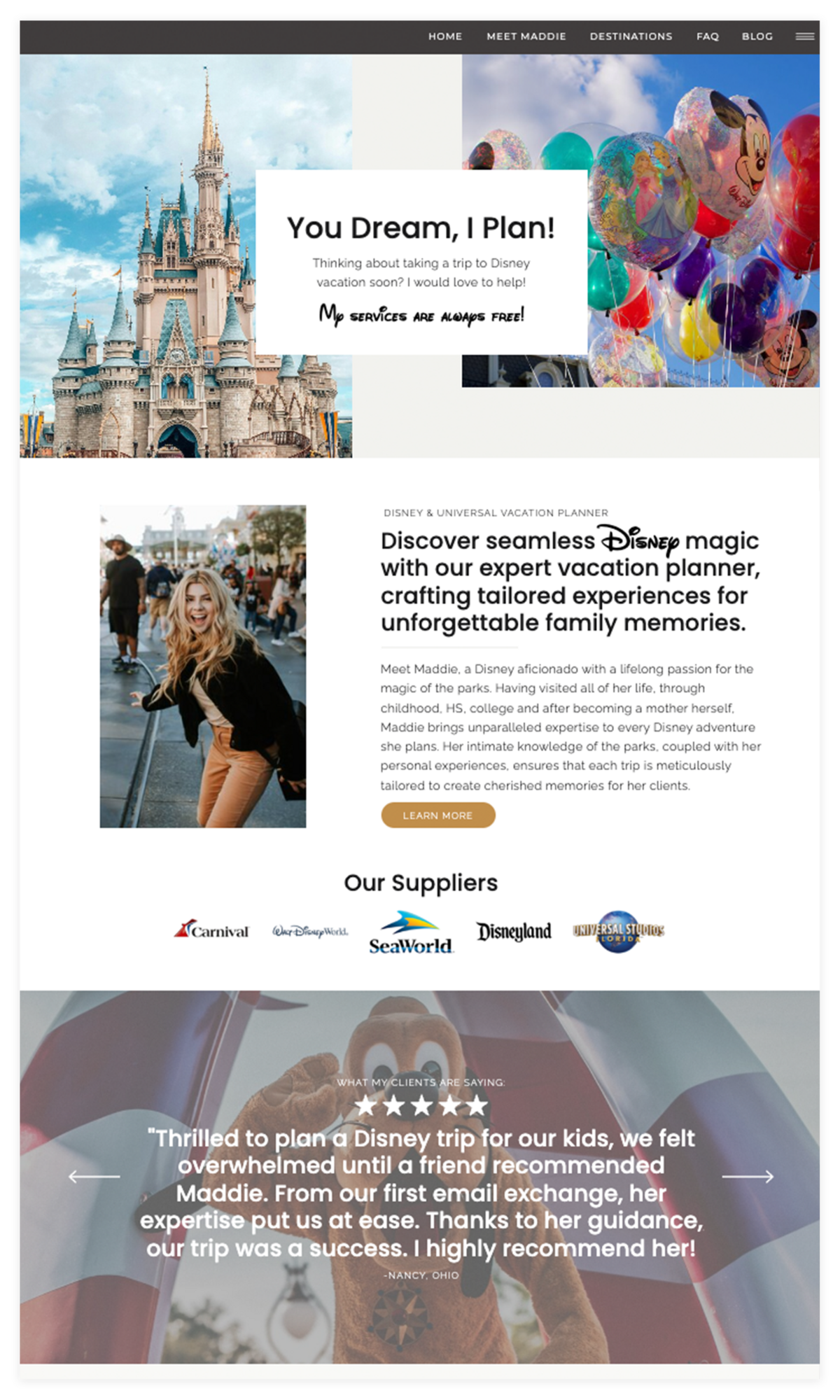 Disney Travel Agent Showit Website Template