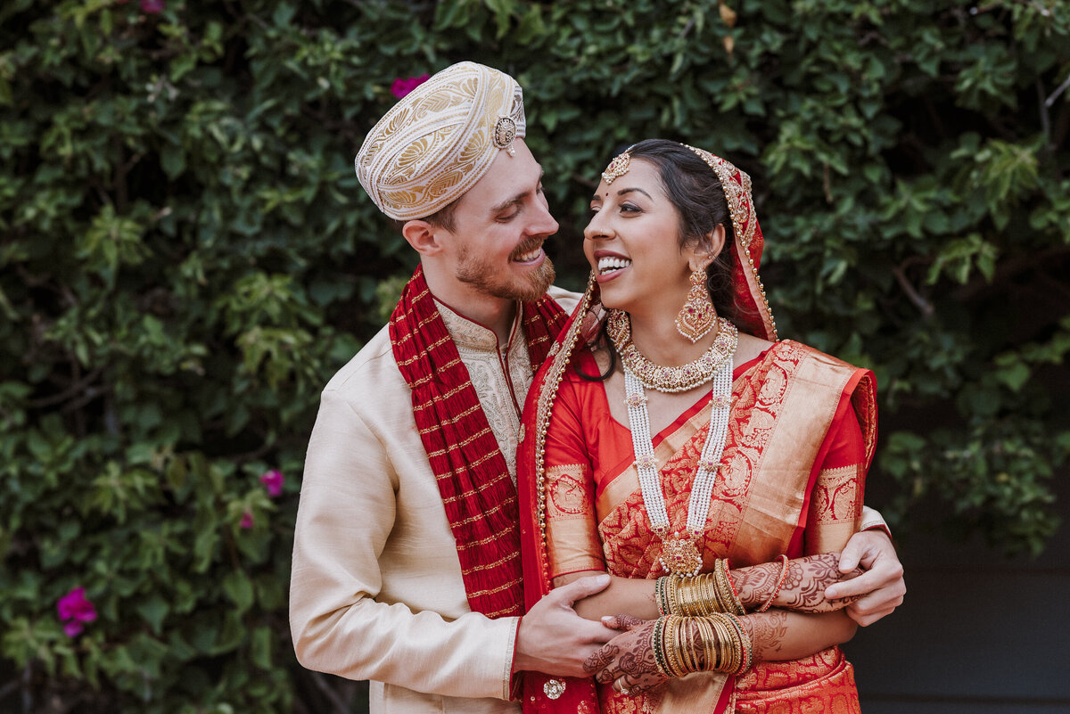 south asian american wedding in california red
