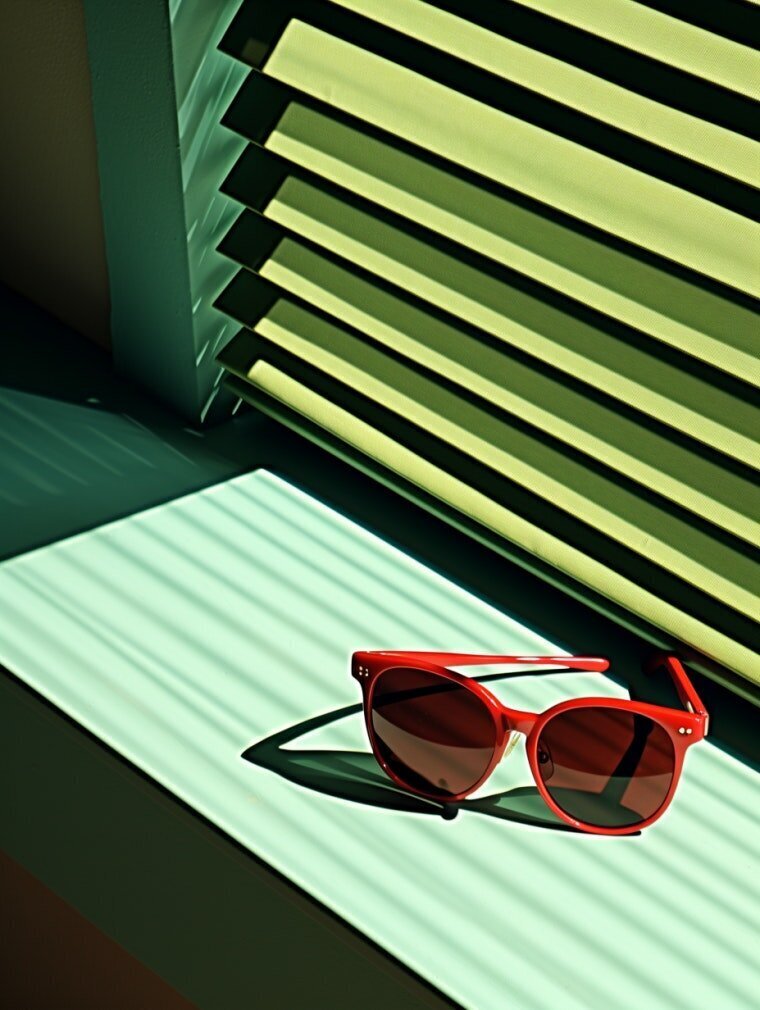 sunlit_red_sunglasses_with_striped_shadows